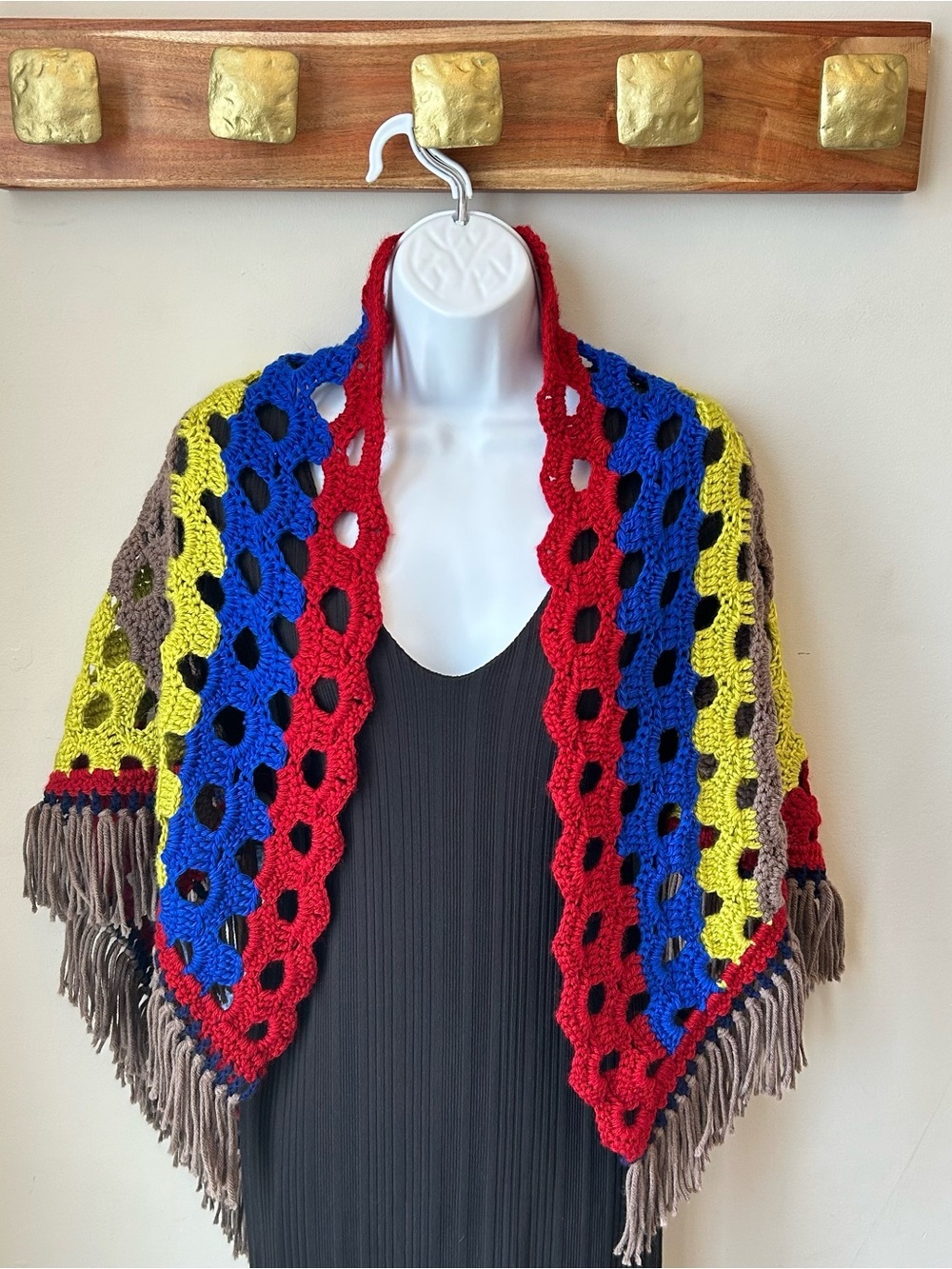 🟢 5 for $25 🟢 Boho Colourblock Shawl | Statement Piece | Crochet | handmade | Fr